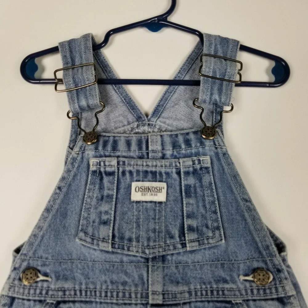 Oshkosh Girls‎ Toddler Size 4T Bib Overall Blue Denim Dress Adjustable Straps